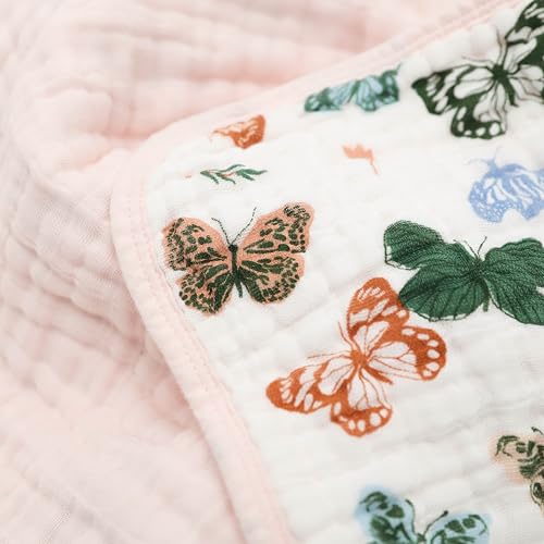Image of Little Unicorn Muslin Quilt Blanket | 100% Cotton Soft Multi-Layered Muslin Fabric | Toddler & Baby Blanket | 47 inchx47 inch | for Nursery, Crib, Shower Gifts (Butterflies)