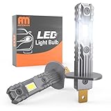 ANTEMOON Ampoules H1 LED, 100W 20000LM 6500K Blanc 12V Lampes Remplacement pour Halogènes et Kit Xénon, 1:1 Mini Design Ampoule LED pour Phare de Voiture et Moto Anti Erreur, 2 Ampoules