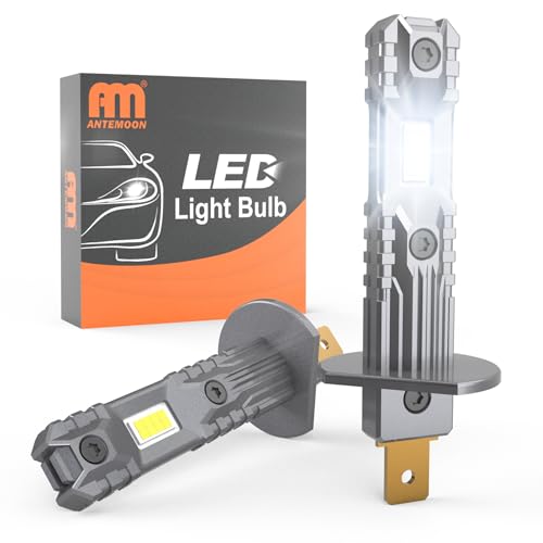 Image of ANTEMOON H1 LED Headlight Bulbs, 100W 20000LM 600% Brighter 6500K Cool White 12V LED High Low Beam Bulb, Wireless Halogen Replacement, Non-polarity Plug and Play, Pack of 2