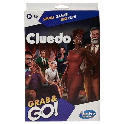 Cluedo Grab and Go Game, Portable Game for 3-6 Players, Travel Game for Kids - English Version