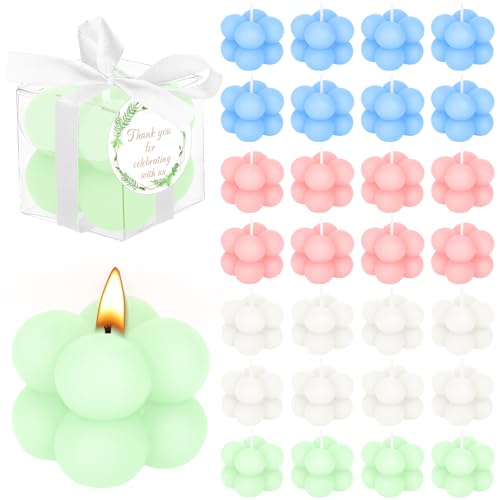 30 Sets Wedding Favors Gift for Guest, 1.6 Small Bubble Candles Bulk with Greeting Card Ribbon Box Aesthetic Mini Scented Candles Party Favors Thank You Guest Gifts for Bridal Shower Party