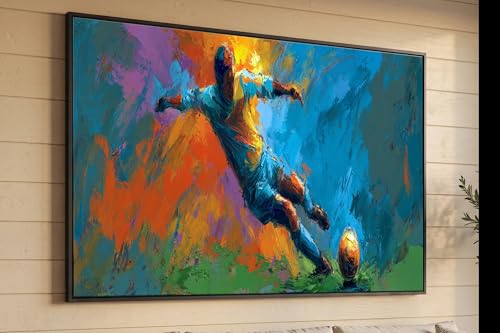 Tableau de football abstrait en toile dynamique pour salon 50x75cm