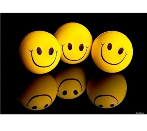 Image of Torque Stress Reliever Smiley Ball for Hand Exercise Pack of 2 | Smiley Face Soft Ball for Baby Kids Playing | Yellow Pressure Squeeze Balls for Adults