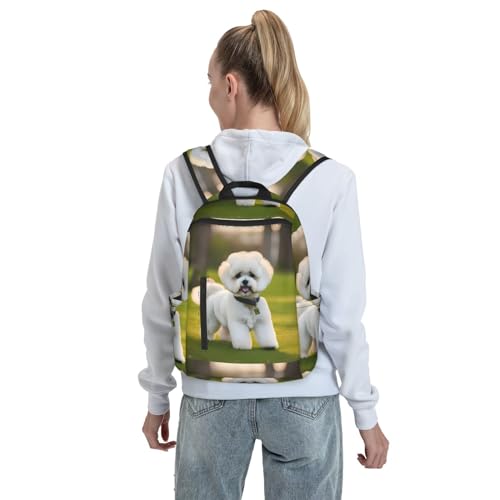 Sac à dos imprimé Bichon Frisé compact et ultra léger noir - 7