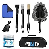 Poejeh 8-Piece Car Interior Cleaning Kit - 160g Jarred Gel (128% More Than 70g), Boars Hair Brushes, High-Density Microfiber Cloth, Ultra-Soft Duster - for Cars, Trucks