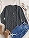 MEROKEETY Women's 2025 Fall Long Sleeve Cable Knit Sweater Open Front Cardigan Button Loose Outerwear, Darkgrey, XX-Large