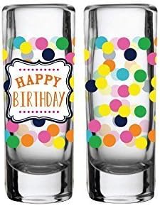 Slant 10-03930-001 Happy Birthday Shot Glasses Set F139408 Collections, Clear