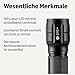 Amazon Basics Taktische LED Taschenlampe mit 3 Lichtmodi - 140 Lumen Zoombare Lampe - Wasserfeste Aluminium-Taschenlampe mit Trageband - Batterien Inklusive - Schwarz