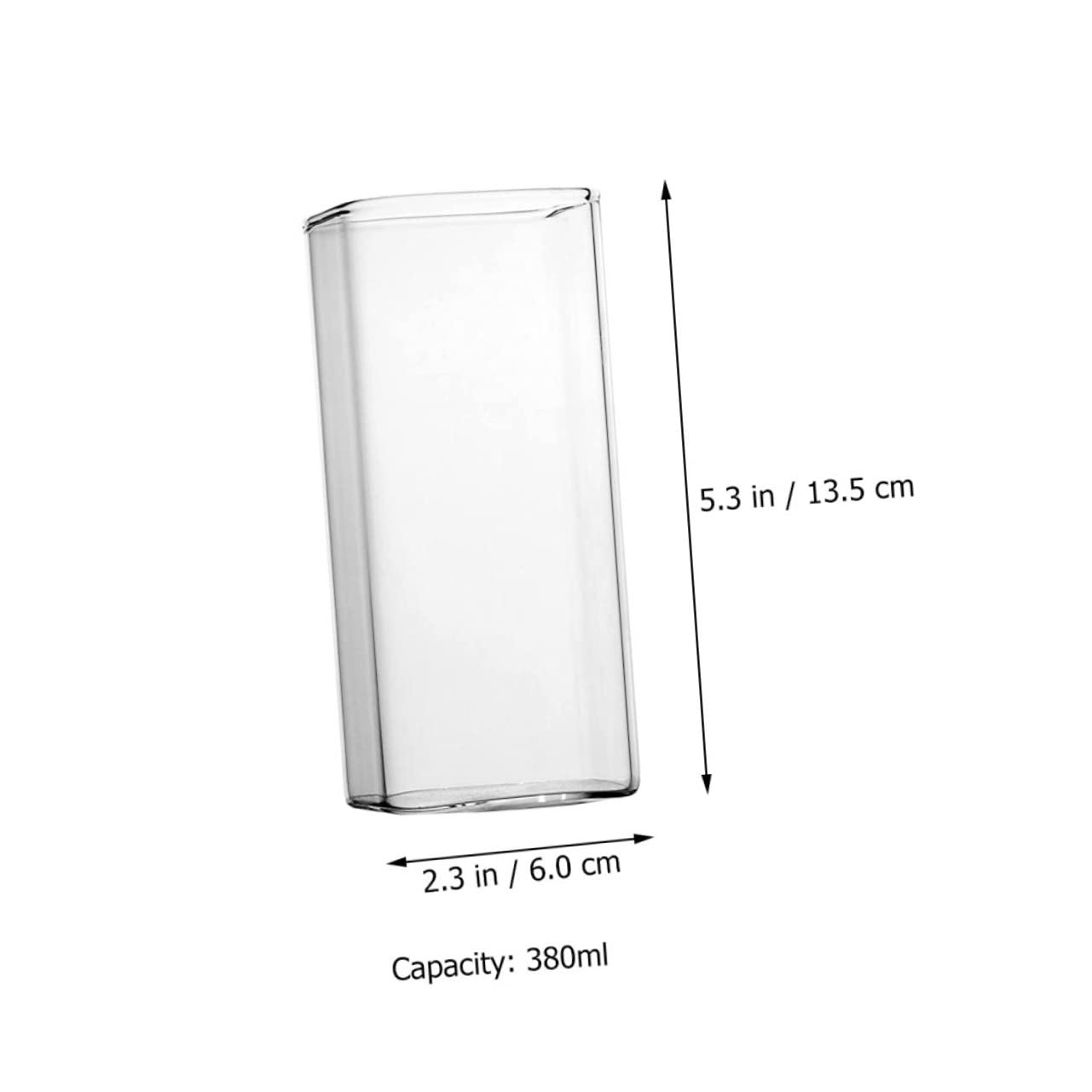 HOLIDYOYO Set of 2 Square Glass Mugs Drink Glasses Comfortable to Hold for Home and Cafe