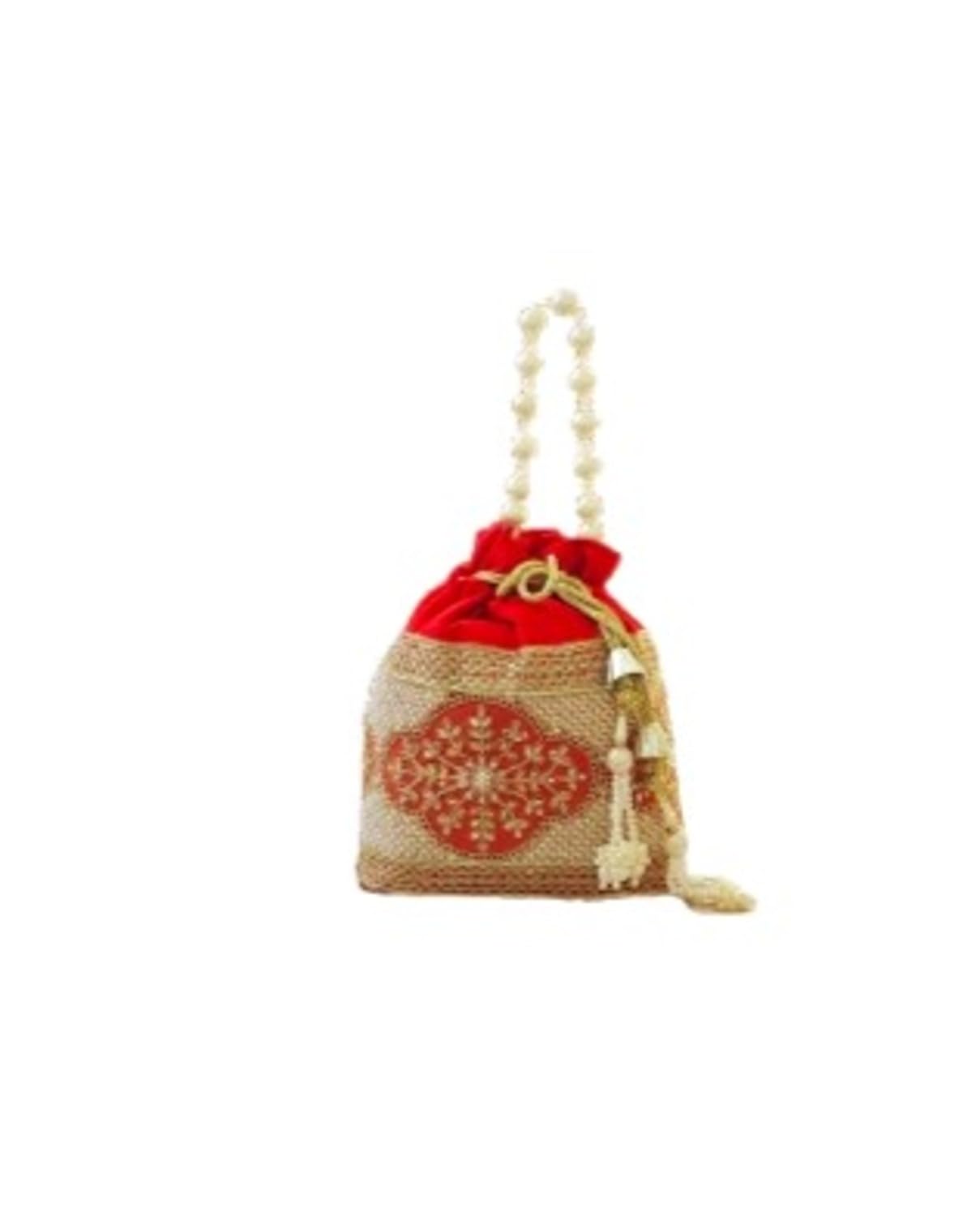 Ethnic Potli Handbag with Beaded Handle,Floral Embroidery, Traditional Drawstring Purse, Velvet Embelished Wristlet-image-20