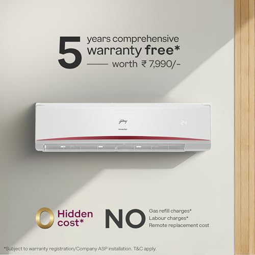 Image of Godrej 2.5 Ton 3 Star | New Star Rated| Inverter Split AC | 5 Years Comprehensive Warranty| AI powered | 5-In-1 Convertible Cooling | Heavy-Duty Cooling At 52C (AC 2.5T EC HIC 30K3TG RA 4, White)