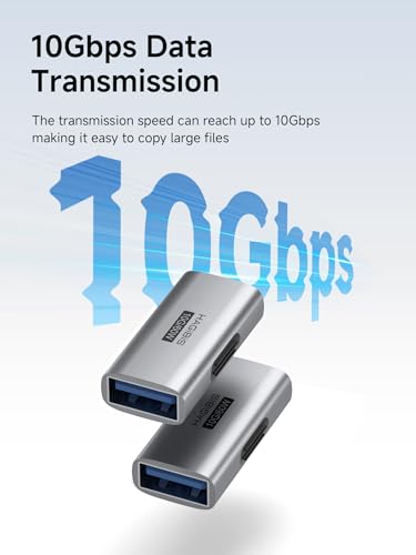 Image of Hagibis USB 3.2 Adapter 2 Pack, 90 Degree Right and Left Angle USB A Male to Female Connector OTG Adapter Cable Extender for Laptops Charger PC Car Mouse Keyboard (Female to Female)