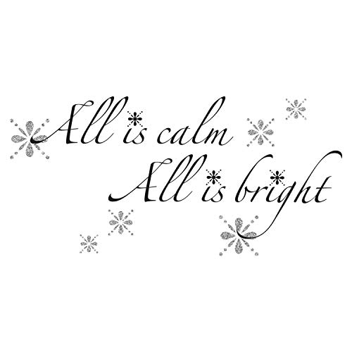 RoomMates All is Calm, All is Bright Quote Peel and Stick Wall Decals with Glitter, Black, Silver, 2 Sheets 8.625' x 36.5' - Image 2