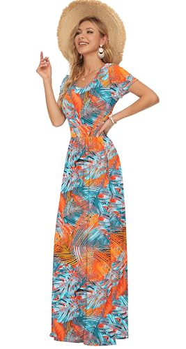 Image of AUSELILY Women's Classic Short Sleeve Loose Plain Casual Long Maxi Dresses for Women 2026