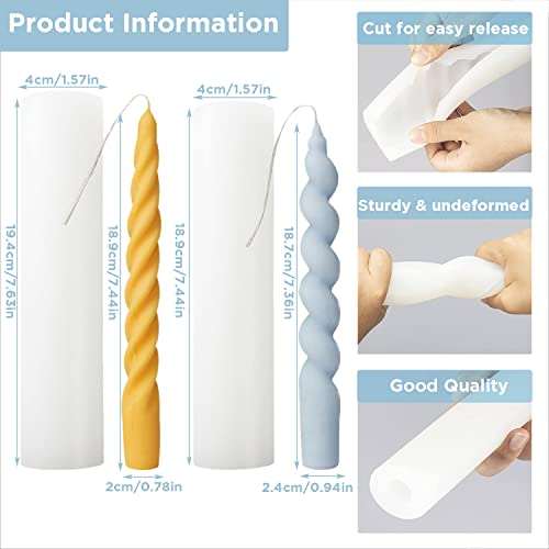 TOPYS 2PCS 3D Twisted Taper Silicone Candle Molds, Long Spiral Cylinder Molds for Aromatherapy Candle Soy Wax Soap Clay Craft Plaster Resin Making, Pillar Mold for HomeDecoration Gift by TOPYS - Used condition - Image 5