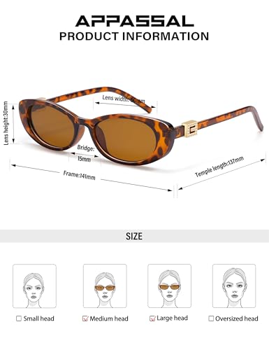 Retro Oval Sunglasses for Women with Small Faces, Vintage Cat-Eye Sun Glasses with Gold Accents AP3754