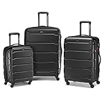 Samsonite Omni PC Hardside Expandable Luggage with Spinner Wheels, Black, 3-Piece Set (20/24/28)