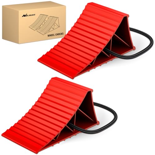 Nilight Wheel Chocks, Heavy Duty Wheel Stopper for Car, Truck, RV, Trailer, Caravan, Motorcycle, 8.7
