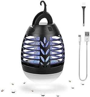 Sendowtek Mosquito Killer Lamp Electric Portable Camping Lamp 5W Mini Table Bug Zapper Lamp with Hook IP66 Waterproof USB Rechargeable Non-Toxic Tent Light with 3 Brightness for Indoor Outdoor Garden