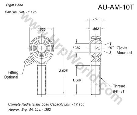 Company AM-10T; .625" Bore - 5/8"-18 Thread RH