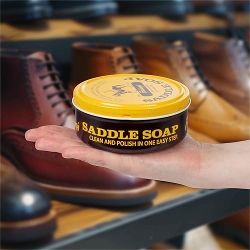 Fiebing's Yellow Saddle Soap for Leather (12 oz Tin) - Leather Cleaner & Conditioner to Soften, Protect & Restore Leathercraft - Leather Soap for Car Seat, Couch, Shoe, Purse, Boot, Bag, & Saddles