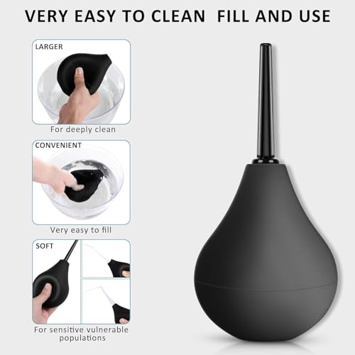 Image of 224ML Douche Enema kit Silicone, Reusable Enema for Constipation Cleaner for Men Women(Black)