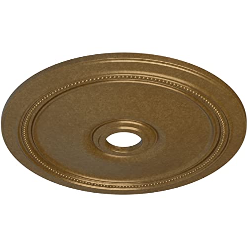 Image of Ekena Millwork CM24DIPAS Diane Ceiling Medallion, 24 inchOD x 3 5 /8 inchID x 1 1 /4 inchP (Fits Canopies up to 6 1 /4 inch), Hand-Painted Pale Gold