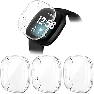 CAVN Screen Protector Compatible with Fitbit Versa 3/Fitbit Sense Screen Protector, 3 PACK TPU Plated Screen Protector Full-Cover Scratch-Proof Protective Case for Sense