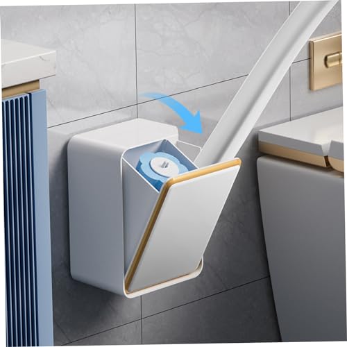 Cepillo de inodoro desechable con recambios, sistema de limpieza montado en la pared para baños, cabezales de limpieza fáciles de usar para una limpieza cómoda del hogar