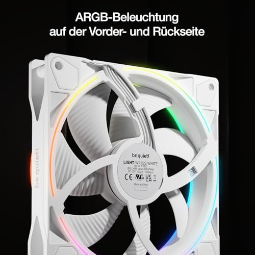 be quiet! Light Wings 140mm ARGB PWM Reverse White Gaming PC Gehäuse Lüfter – Ansicht 4