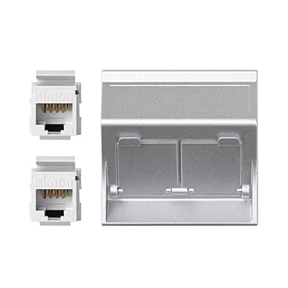 Placa vd inclinada cg con 2 cat5eu alumi prise rj45 double encastrable