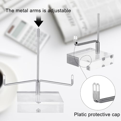 Glenmal 3 Pack Adjustable Metal Arm Display Stand Easel with Acrylic Base for Gemstones Fossils Minerals Plates Collectibles with Adjustable Metal Arms Display Easel Stands with Acrylic Base - Thumbnail 3