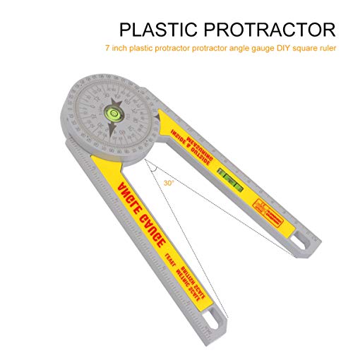 VILLCASE Mitre Viu Transferidor 7 Polegada Angular Régua Localizador de á‚ngulo de Plástico Ferramen