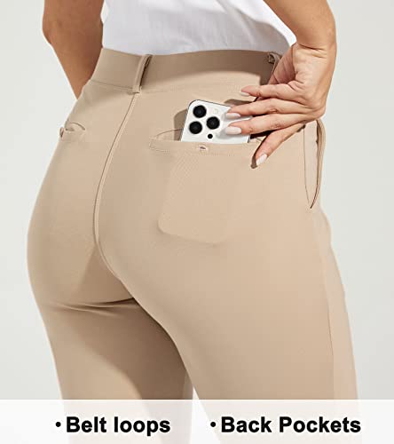 Willit 30" Women's Yoga Dress Pants Skinny Slacks Work Leggings Slim Fit Stretch Office Pants Regular 4 Pockets Khaki M #TOP2