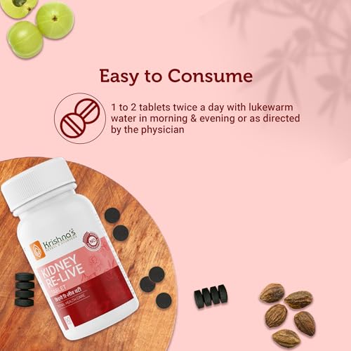 Image of Krishna's Kidney-Re Live Tablets - Advanced Kidney & Urinary Health Support Formula, 60 Tablets (Pack of 1)