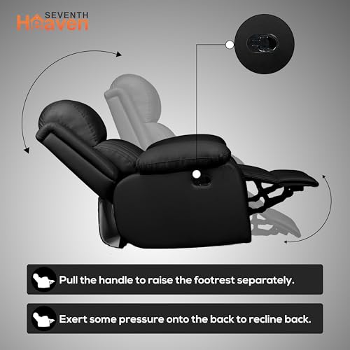 Image of Seventh Heaven Miami 1 Seater Recliner | Single Sofa Chair for Living Room Comfort | Ergonomic Design (Leatherette - Black)