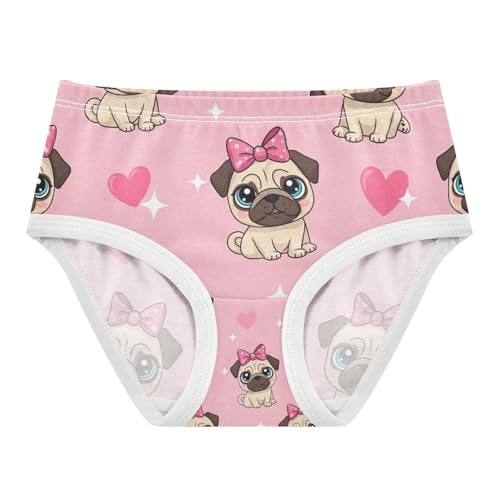 Underwear for Girls, Cute Cartoon Pugs Eyes Toddler Briefs, Cotton Underwear for Girls, 2T–8 Years