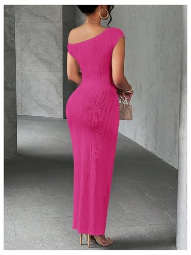 Image of SOLY HUX Women's Elegant Maxi Dresses One Shoulder Short Sleeve Bodycon Cocktail Prom Dress