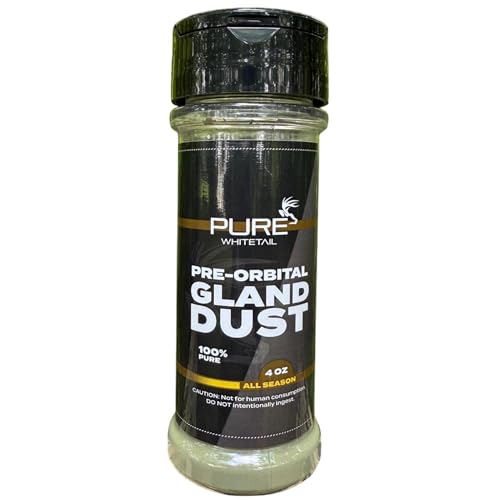 Pure Whitetail Preorbital Gland Dust – Potent Deer Forehead Gland Scent – Quick Mock Scrape Licking Stick Scent – Whitetail Deer Aroma Powder – Made in USA – 4 oz