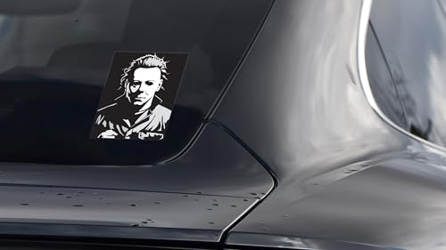 Image of Elektroplate Michael Myers Slasher Mugshot Dynamic Car Decal Set of 3 | Officially Licensed Halloween, Weatherproof Automotive Grade Horror Movie Vinyl Sticker for Water Bottle, Laptop & More