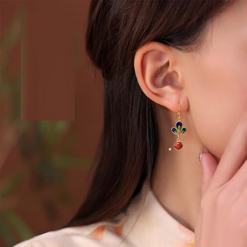 Boucles d'oreilles pendantes feuille émail pour look bohème chic - 4