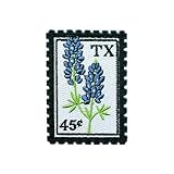 LEMEPINZ Texas Bluebonnet Stamp 3 Inches Embroidery Patch, Iron On/Sew On Travel Embroidered Applique Patch, Travel Patches, Fabric Patches for Clothes Backpacks Hats, Floral DIY Accessories Gifts
