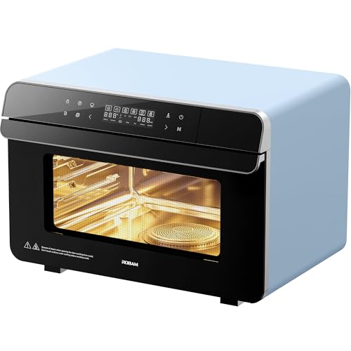 Image of ROBAM Toaster Air Fryer Combi Oven, Countertop Steam Oven 14-in-1 with Convection Steam Roast & Bake, Multi-Stage Cooking, Self-Clean, 7 Modes, 30 Built-In Recipes, for Kitchen Pizza Baking (Blue)