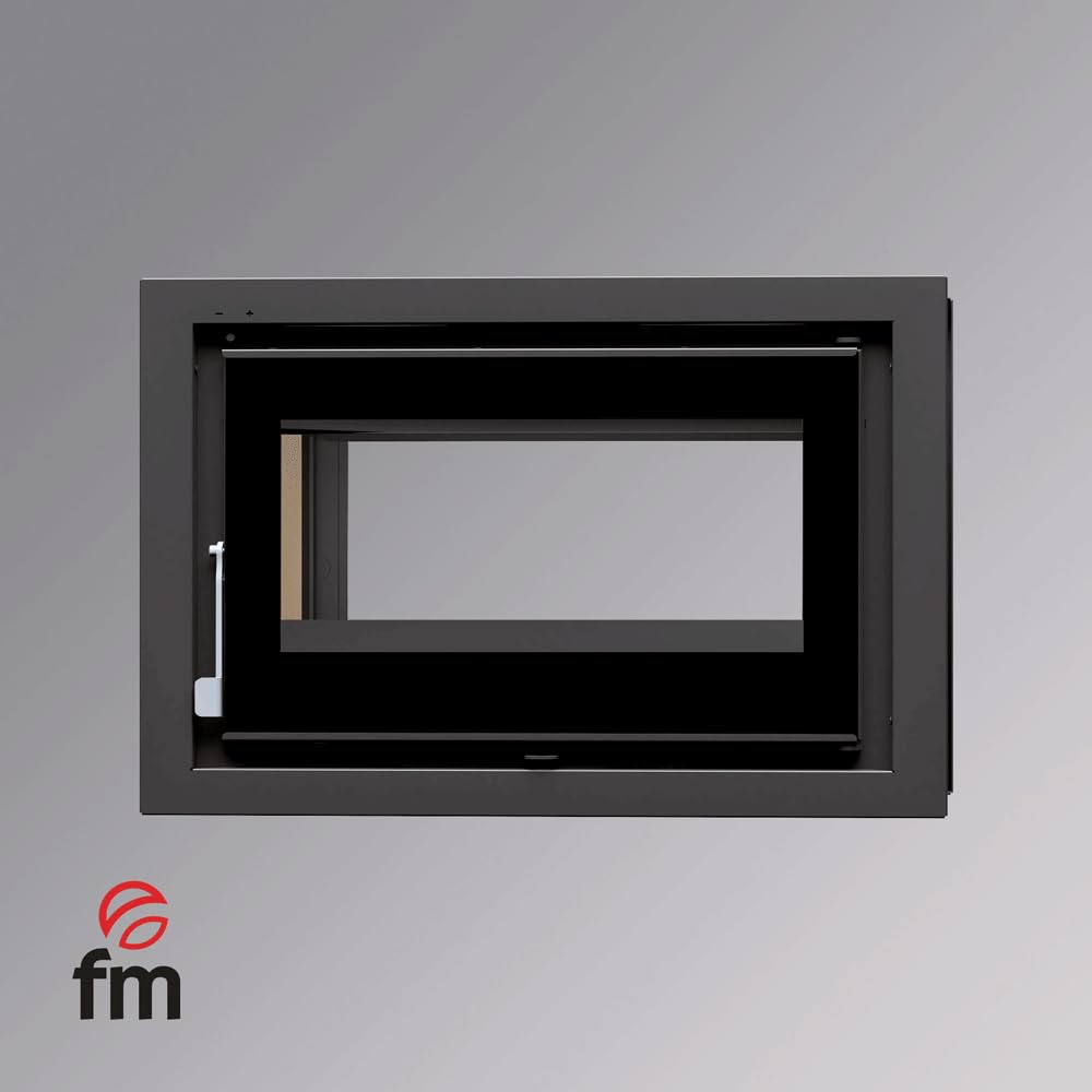 BRICOSOL INSERTABLE DE LEÑA Esquina con TURBINAS Modelo IT-182 K Interior VERMICULITA Cristal Serigrafiado FM CALEFACCION
