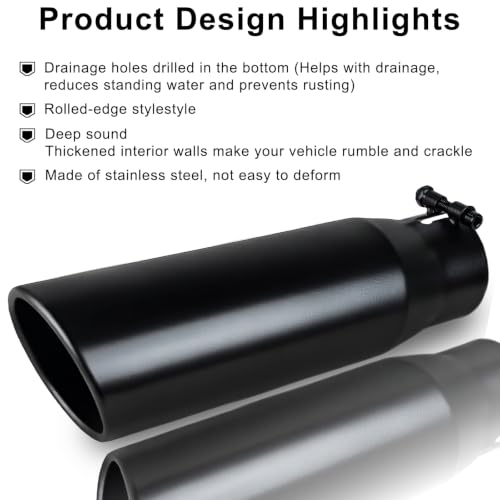 Image of 2.75 Inch Exhaust Tip, 2.75 inch Inlet 3.5 inch Outlet 12 inch Overall Length