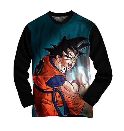 Camiseta Goku Manga Longa Dragon Ball Z - Magia - Camisa Anime Infantil e Adulto (14 Anos)