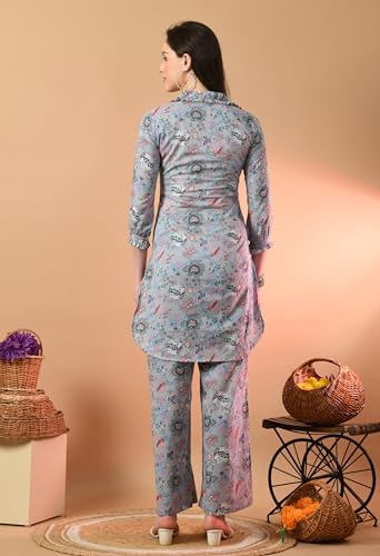 Image of feranoid Co Ord Set Collared Straight 4 Button Kurta with Plazzo