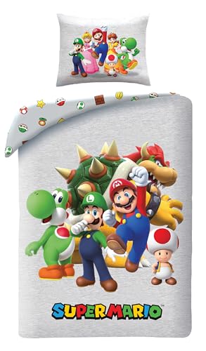 Parure de lit Super Mario 135x200 pour enfant avec housse et taie d'oreiller - 2