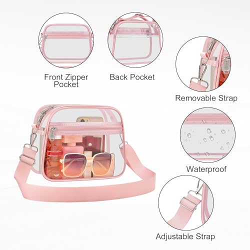 Image of USPECLARE Clear Bag for Stadium Events Clear Sports Fan Handbags Purses | Unisex 0.4 mm Thickened Waterproof PVC,Approved for Concerts,Game Days,Outdoor Events