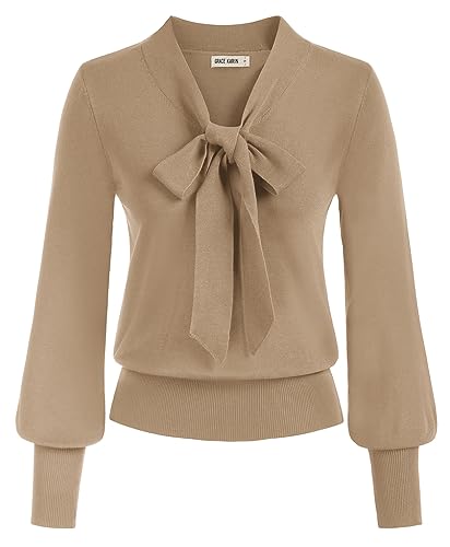 GRACE KARIN Sweatshirt Damen Langarm Bluse Daily Büro Vintage Elastisch...